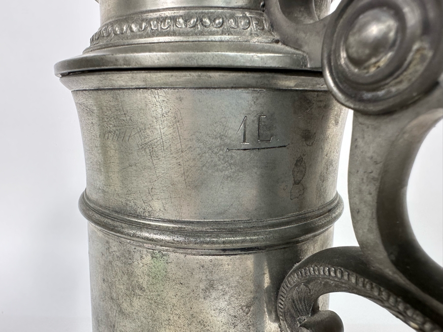 Antique Pewter Ale Tankard With Eagle On Lid 7W X 10.5H [Photo 10]
