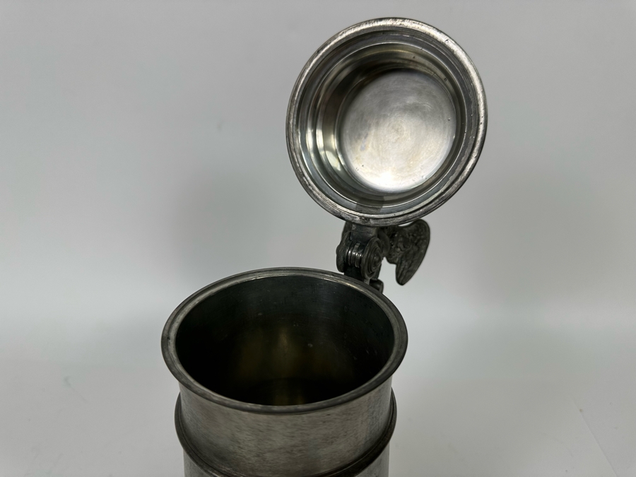 Antique Pewter Ale Tankard With Eagle On Lid 7W X 10.5H [Photo 13]