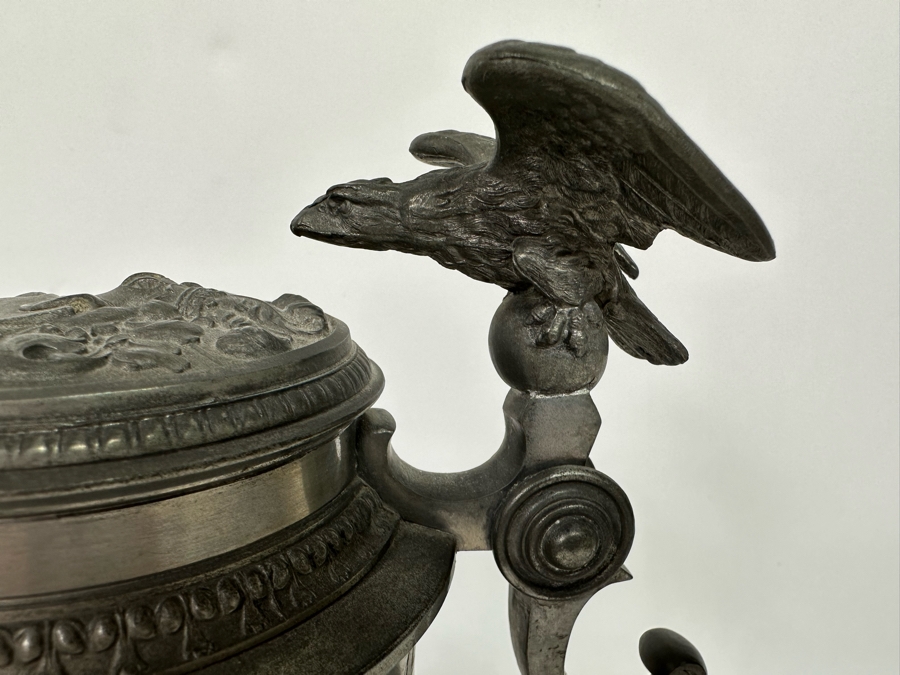 Antique Pewter Ale Tankard With Eagle On Lid 7W X 10.5H [Photo 6]
