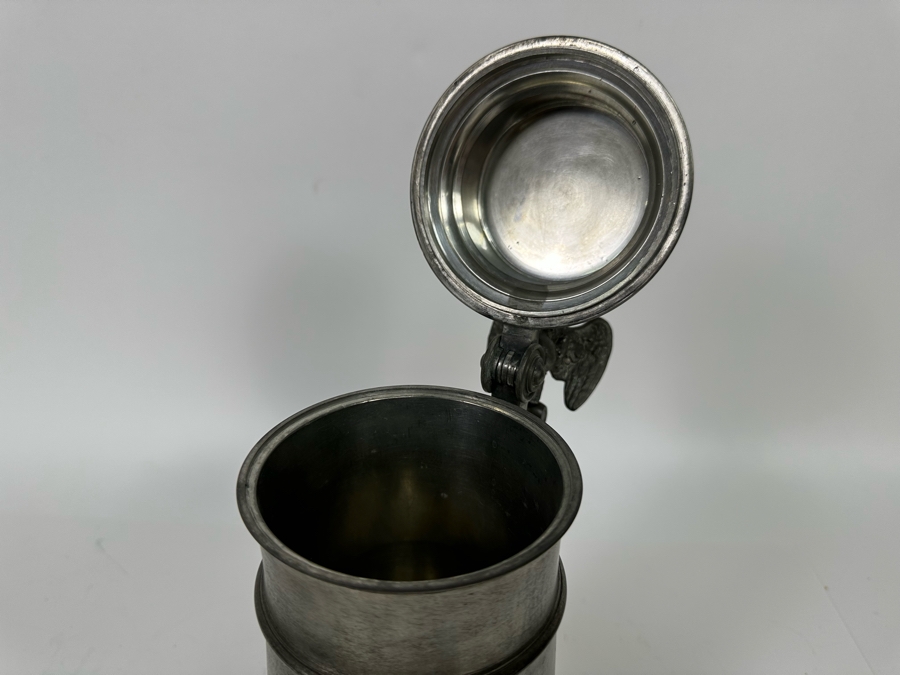 Antique Pewter Ale Tankard With Eagle On Lid 7W X 10.5H [Photo 12]