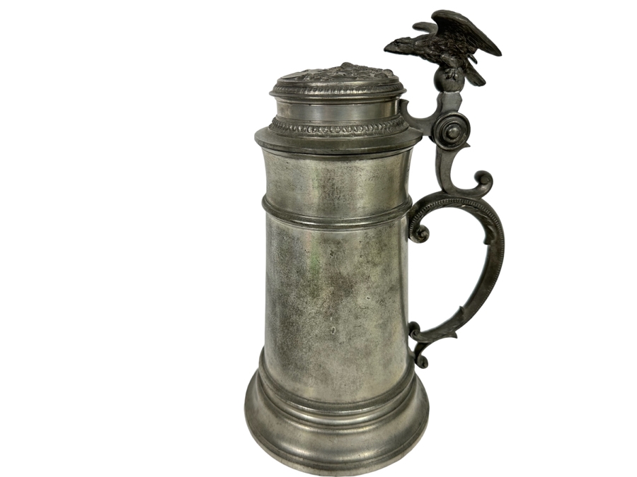 Antique Pewter Ale Tankard With Eagle On Lid 7W X 10.5H [Photo 2]