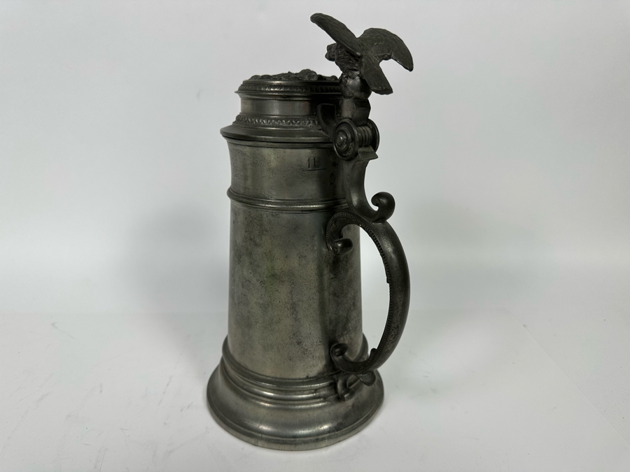 Antique Pewter Ale Tankard With Eagle On Lid 7W X 10.5H [Photo 11]