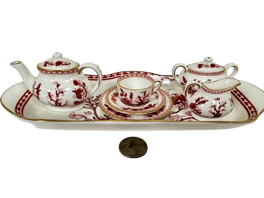 Vintage Coalport Bone China England 'Indian Tree Coral' Child's Toy Tea Set Salesman's Sample 9.5 X 4 [Photo 1]