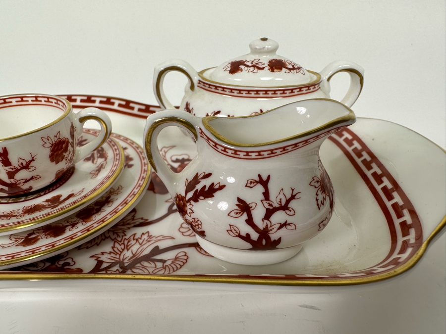 Vintage Coalport Bone China England 'Indian Tree Coral' Child's Toy Tea Set Salesman's Sample 9.5 X 4 [Photo 7]