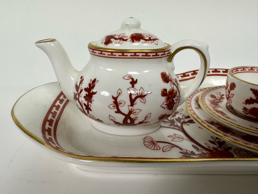 Vintage Coalport Bone China England 'Indian Tree Coral' Child's Toy Tea Set Salesman's Sample 9.5 X 4 [Photo 4]