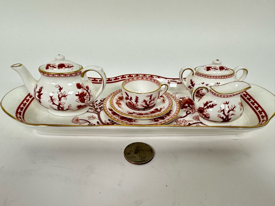 Vintage Coalport Bone China England 'Indian Tree Coral' Child's Toy Tea Set Salesman's Sample 9.5 X 4 [Photo 2]