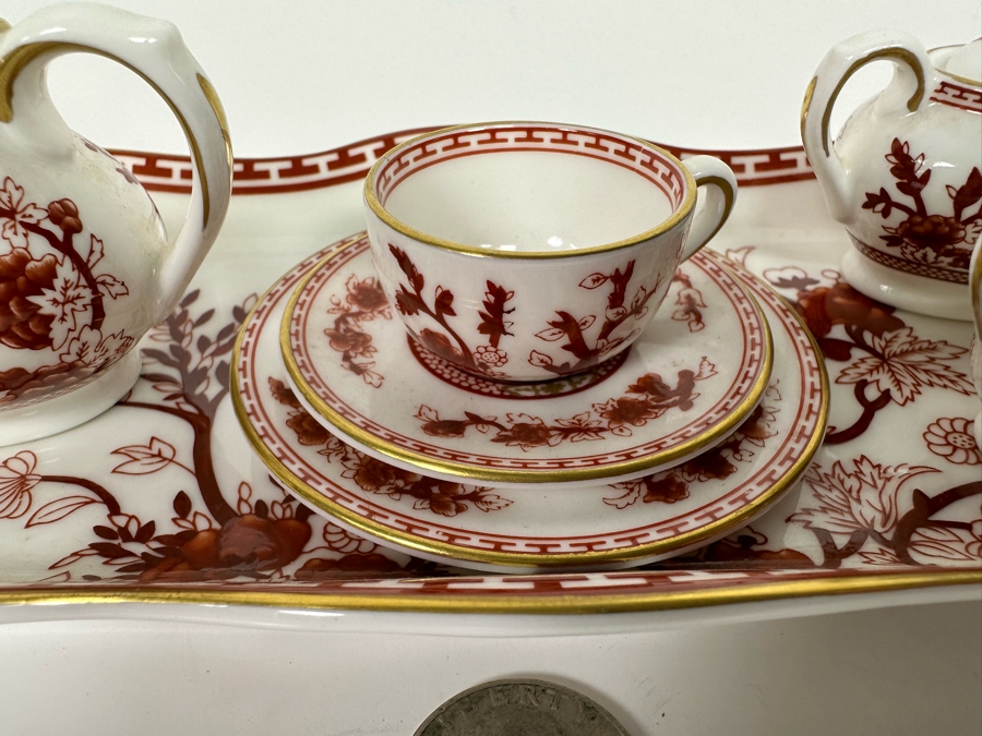 Vintage Coalport Bone China England 'Indian Tree Coral' Child's Toy Tea Set Salesman's Sample 9.5 X 4 [Photo 6]
