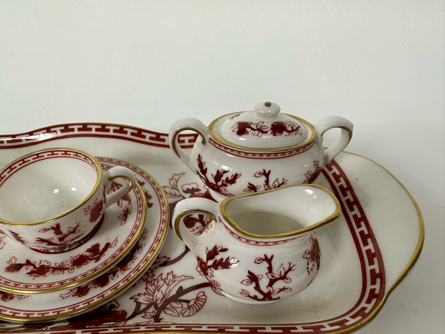 Vintage Coalport Bone China England 'Indian Tree Coral' Child's Toy Tea Set Salesman's Sample 9.5 X 4 [Photo 8]