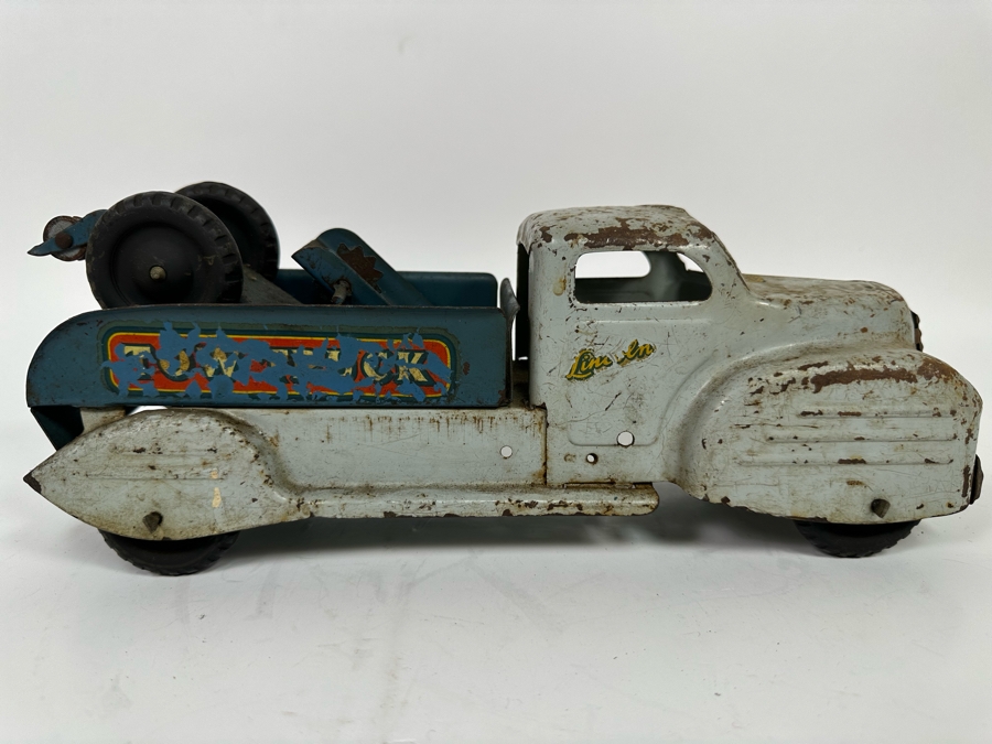 Old 1940s Lincoln Toy Truck Pressed Steel Tow Truck 13W X 4D X 5H [Photo 3]