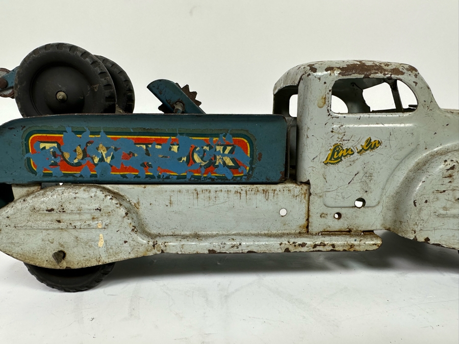 Old 1940s Lincoln Toy Truck Pressed Steel Tow Truck 13W X 4D X 5H [Photo 4]