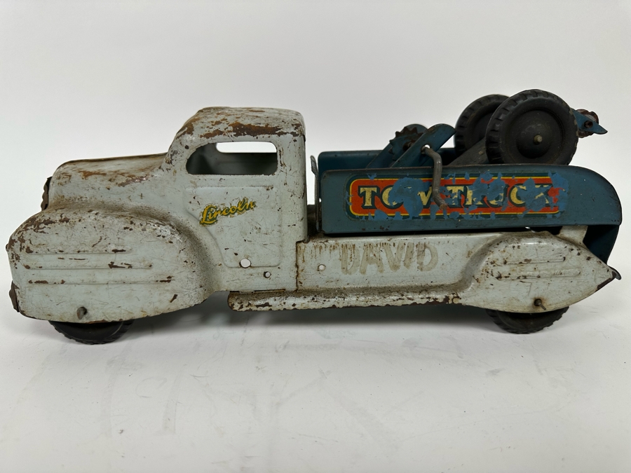 Old 1940s Lincoln Toy Truck Pressed Steel Tow Truck 13W X 4D X 5H [Photo 9]