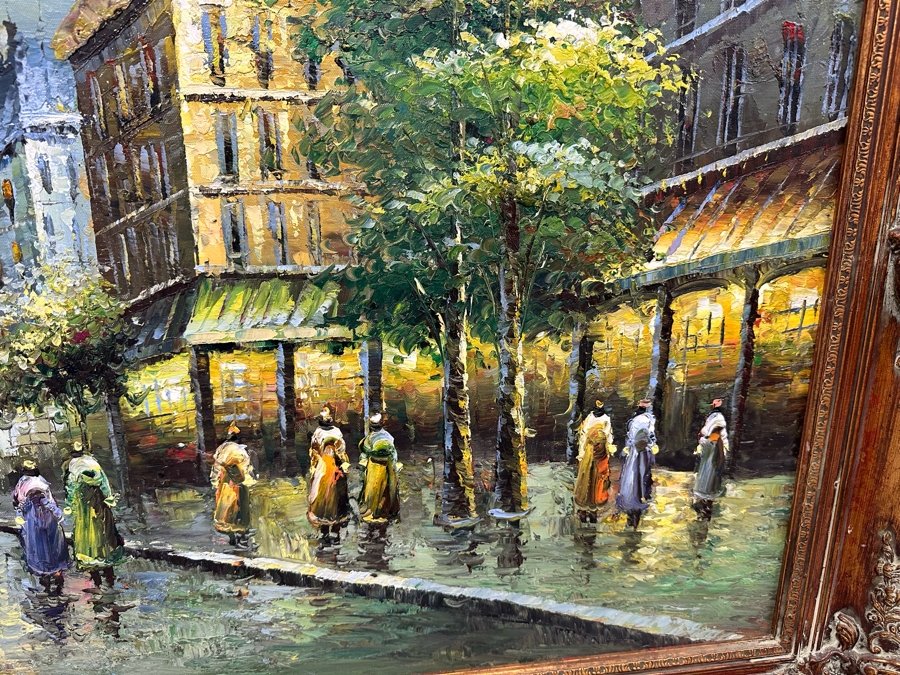 Original Oil Painting Of Paris France Eiffel Tower On Canvas 36 X 24 Framed 45 X 34 [Photo 13]