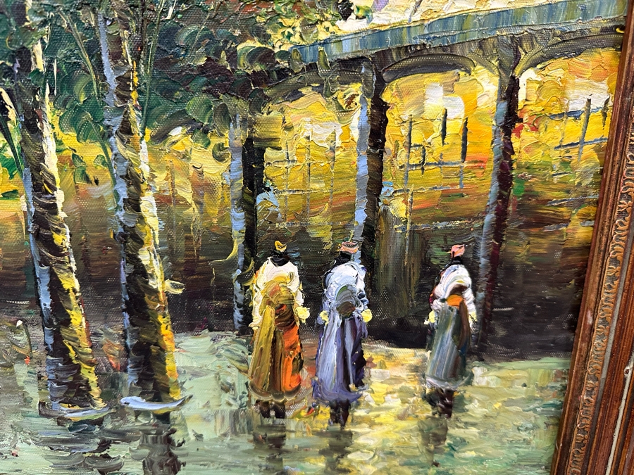 Original Oil Painting Of Paris France Eiffel Tower On Canvas 36 X 24 Framed 45 X 34 [Photo 14]