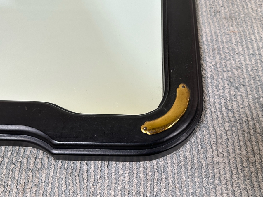 Black Chinoiserie Wooden Wall Mirror With Brass Accents 30 X 42 [Photo 4]