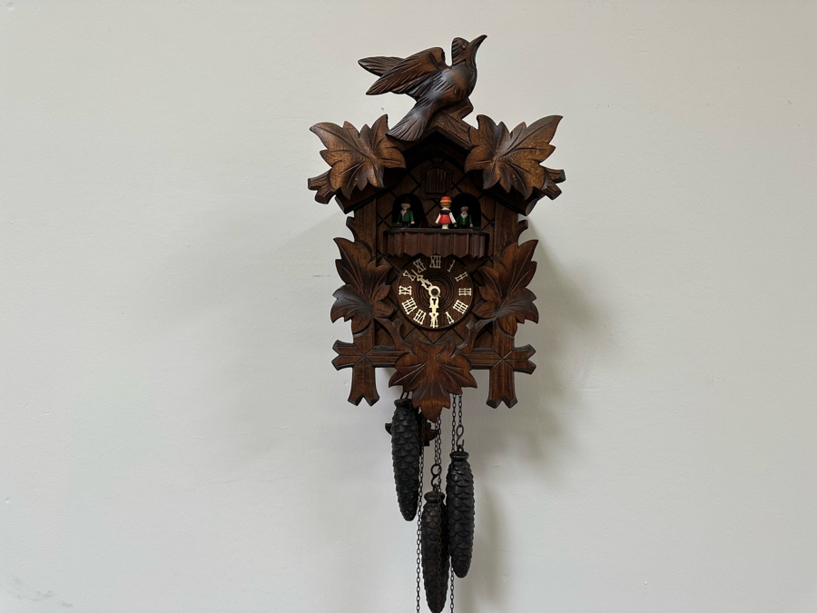 Vintage Wooden Cuckoo Clock Working 9W X 7D X 14H