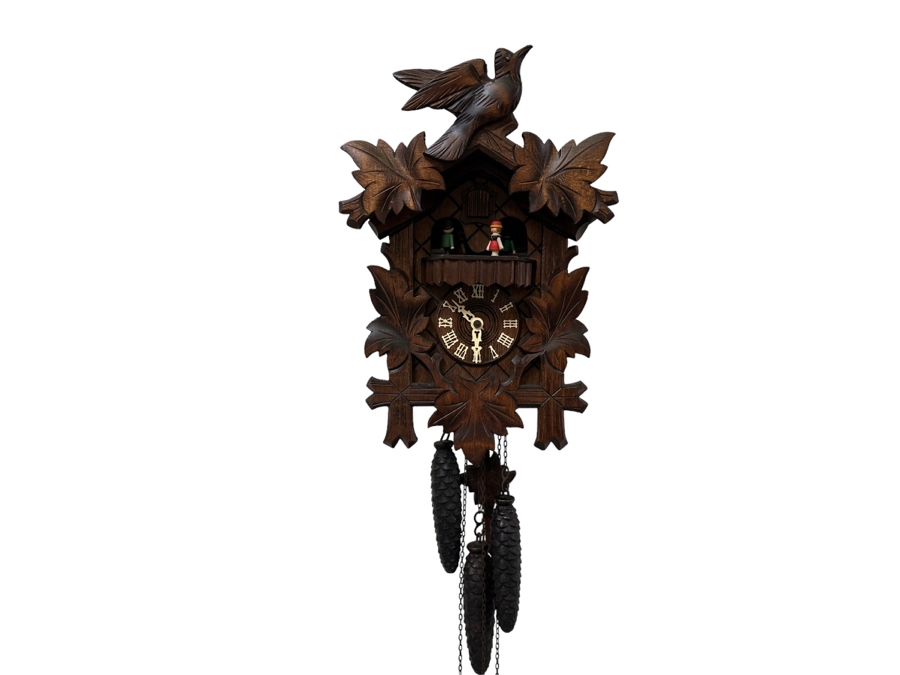 Vintage Wooden Cuckoo Clock Working 9W X 7D X 14H