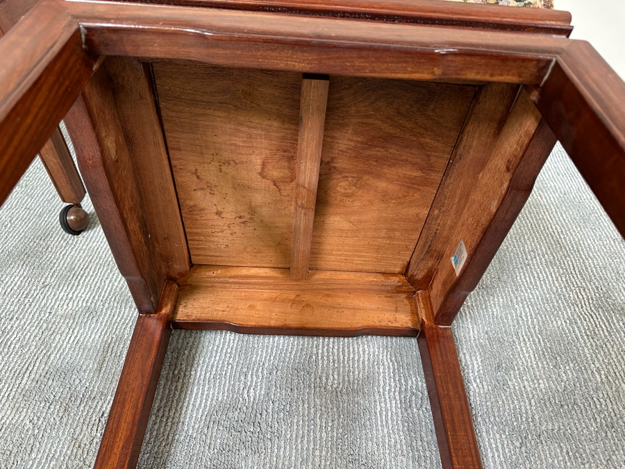Pair Of Vintage Chinese Wooden Side Chairs With Casters [Photo 10]