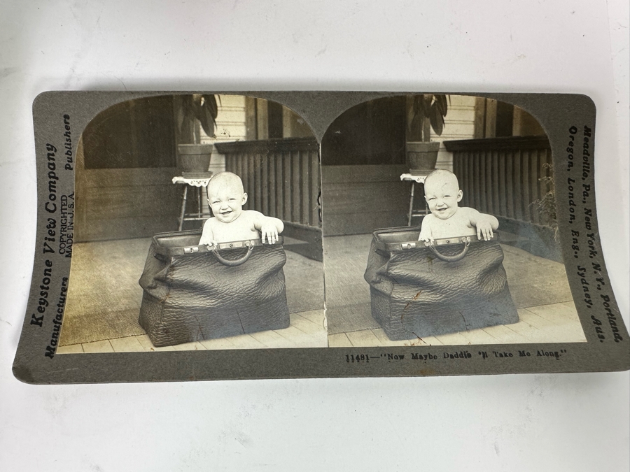 Rare Underwood & Underwood Sun Sculpture Stereoscope With Very Rare Antique Victorian Era Stereo View Card Holder With 23 Stereo View Cards Of Early American Children - See Photos [Photo 37]