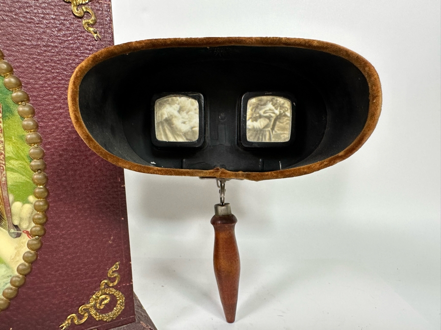Rare Underwood & Underwood Sun Sculpture Stereoscope With Very Rare Antique Victorian Era Stereo View Card Holder With 23 Stereo View Cards Of Early American Children - See Photos [Photo 5]