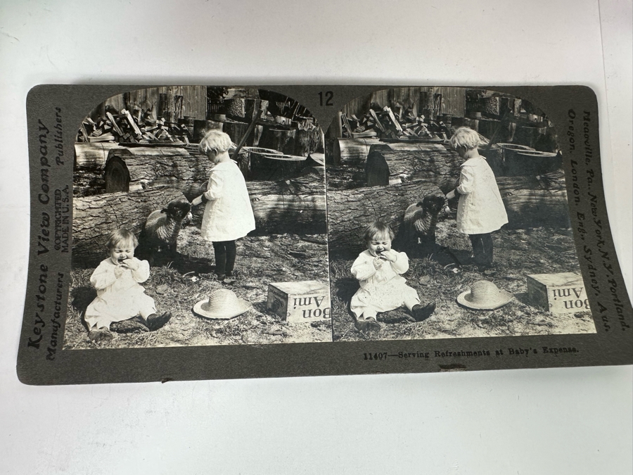 Rare Underwood & Underwood Sun Sculpture Stereoscope With Very Rare Antique Victorian Era Stereo View Card Holder With 23 Stereo View Cards Of Early American Children - See Photos [Photo 25]