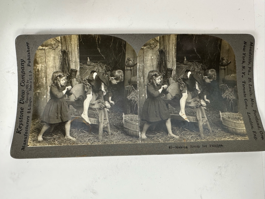 Rare Underwood & Underwood Sun Sculpture Stereoscope With Very Rare Antique Victorian Era Stereo View Card Holder With 23 Stereo View Cards Of Early American Children - See Photos [Photo 34]