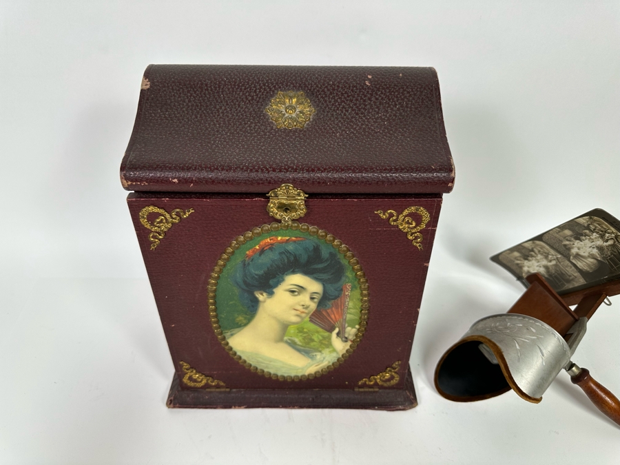 Rare Underwood & Underwood Sun Sculpture Stereoscope With Very Rare Antique Victorian Era Stereo View Card Holder With 23 Stereo View Cards Of Early American Children - See Photos [Photo 15]