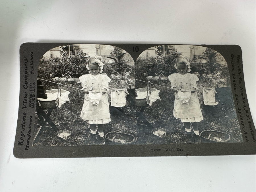 Rare Underwood & Underwood Sun Sculpture Stereoscope With Very Rare Antique Victorian Era Stereo View Card Holder With 23 Stereo View Cards Of Early American Children - See Photos [Photo 24]