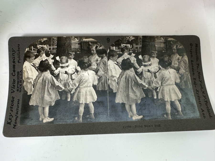 Rare Underwood & Underwood Sun Sculpture Stereoscope With Very Rare Antique Victorian Era Stereo View Card Holder With 23 Stereo View Cards Of Early American Children - See Photos [Photo 23]