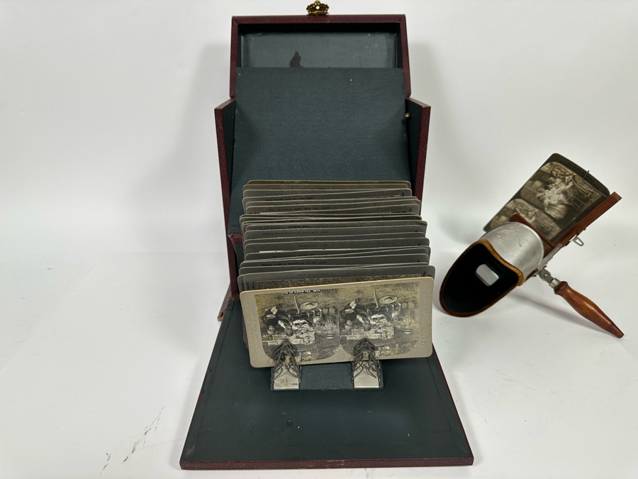 Rare Underwood & Underwood Sun Sculpture Stereoscope With Very Rare Antique Victorian Era Stereo View Card Holder With 23 Stereo View Cards Of Early American Children - See Photos [Photo 16]