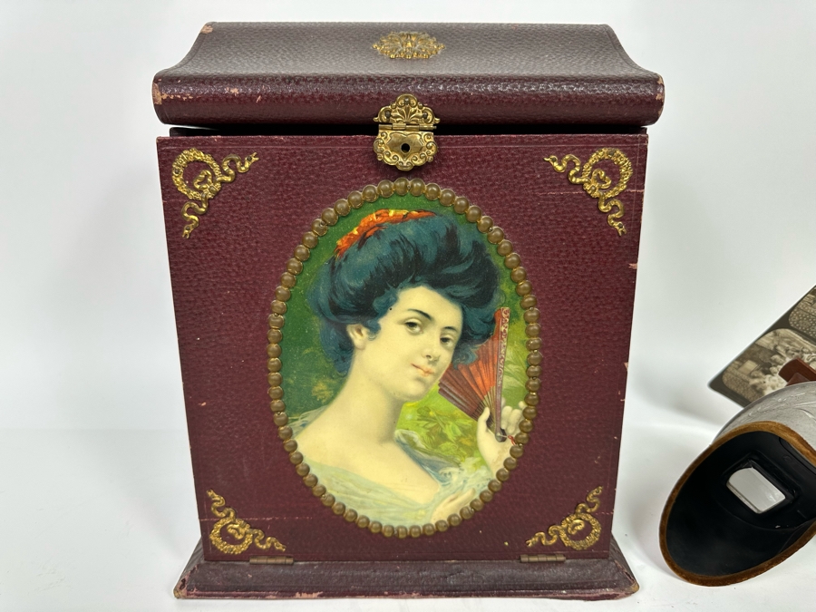 Rare Underwood & Underwood Sun Sculpture Stereoscope With Very Rare Antique Victorian Era Stereo View Card Holder With 23 Stereo View Cards Of Early American Children - See Photos [Photo 14]