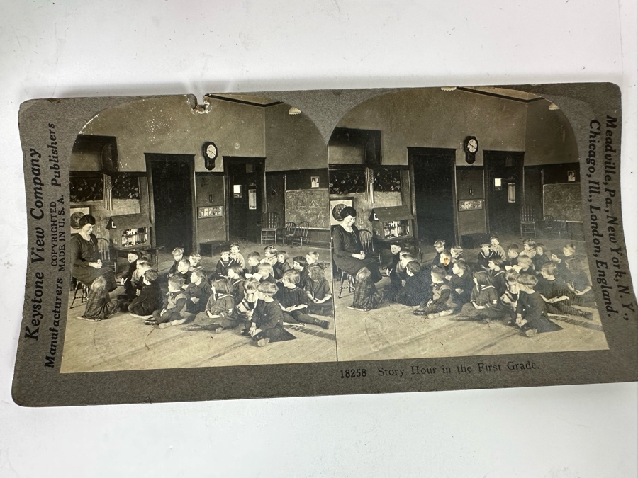 Rare Underwood & Underwood Sun Sculpture Stereoscope With Very Rare Antique Victorian Era Stereo View Card Holder With 23 Stereo View Cards Of Early American Children - See Photos [Photo 41]