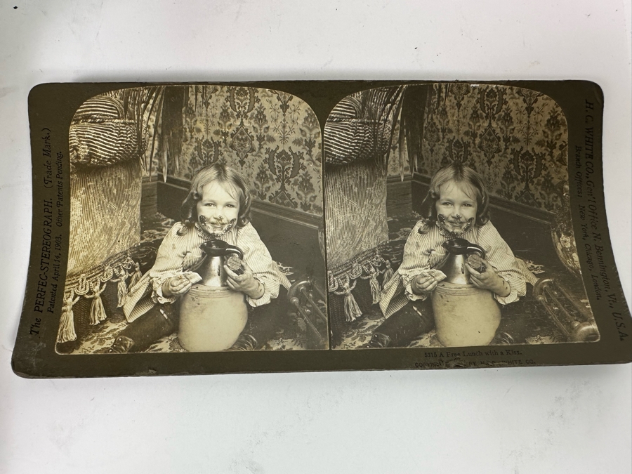Rare Underwood & Underwood Sun Sculpture Stereoscope With Very Rare Antique Victorian Era Stereo View Card Holder With 23 Stereo View Cards Of Early American Children - See Photos [Photo 42]