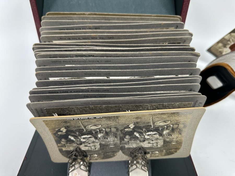 Rare Underwood & Underwood Sun Sculpture Stereoscope With Very Rare Antique Victorian Era Stereo View Card Holder With 23 Stereo View Cards Of Early American Children - See Photos [Photo 17]