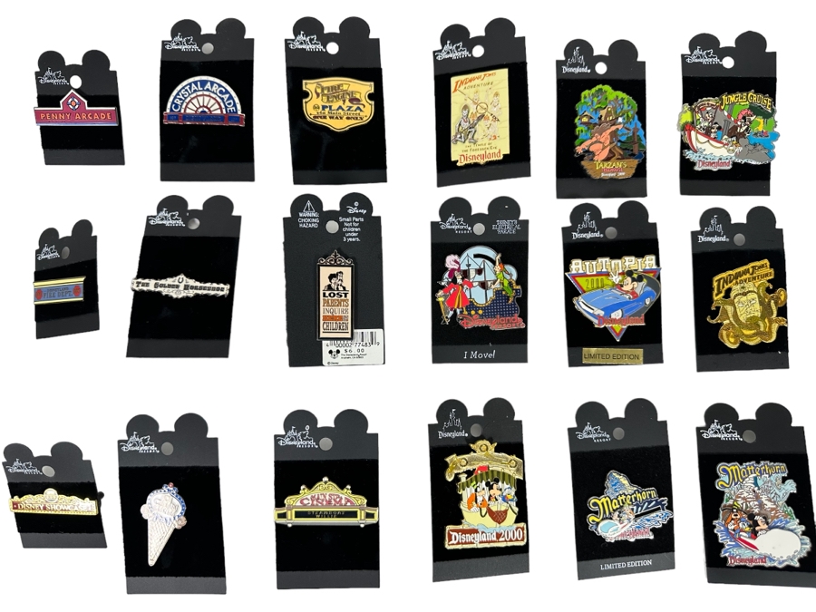 Collection Of Vintage Disneyland Trading Pins New On Cards Two Limited Edition Pins