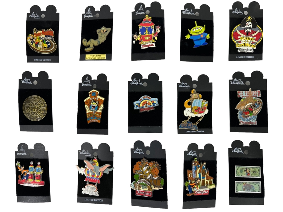 Collection Of Vintage Disneyland Trading Pins New On Cards Four Limited Edition Pins
