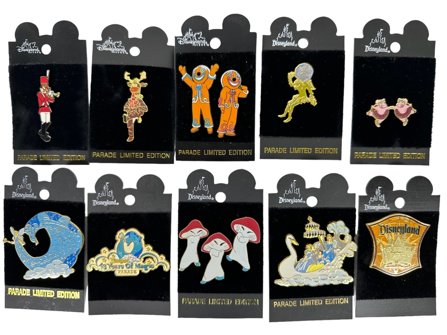 Collection Of Vintage Disneyland Trading Pins New On Cards Mainly Disneyland Parade Limited Edition Pins