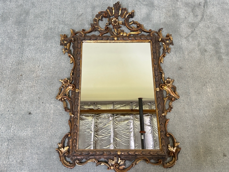 Stunning Vintage Carved Wooden Wall Mirror 34W X 49H [Photo 3]