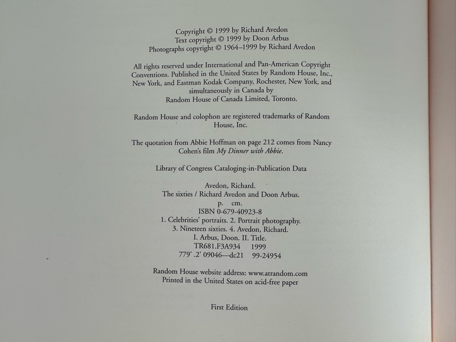 First Edition Book Richard Avedon The Sixties With Doon Arbus [Photo 12]