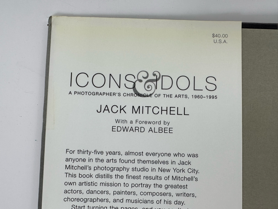 First Edition Book Icons & Idols A Photographer's Chronicles Of The Arts, 1960-1995 By Jack Mitchell [Photo 2]