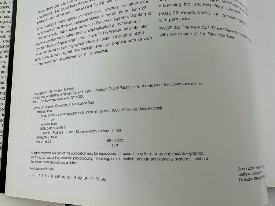 First Edition Book Icons & Idols A Photographer's Chronicles Of The Arts, 1960-1995 By Jack Mitchell [Photo 4]