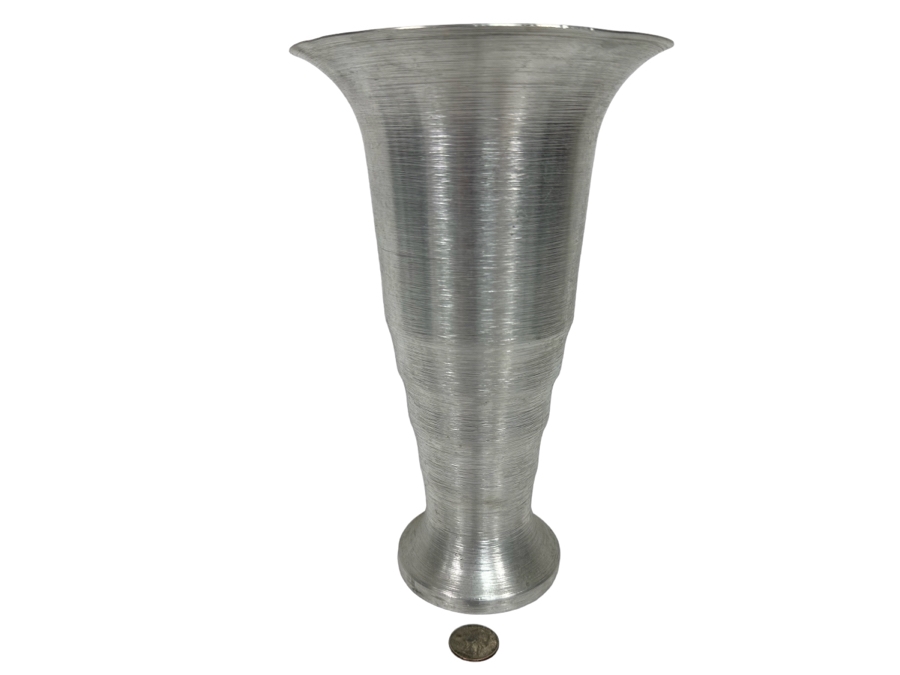 Vintage Art Deco WIRA Spun Brushed Aluminum Vase 10.5H [Photo 1]