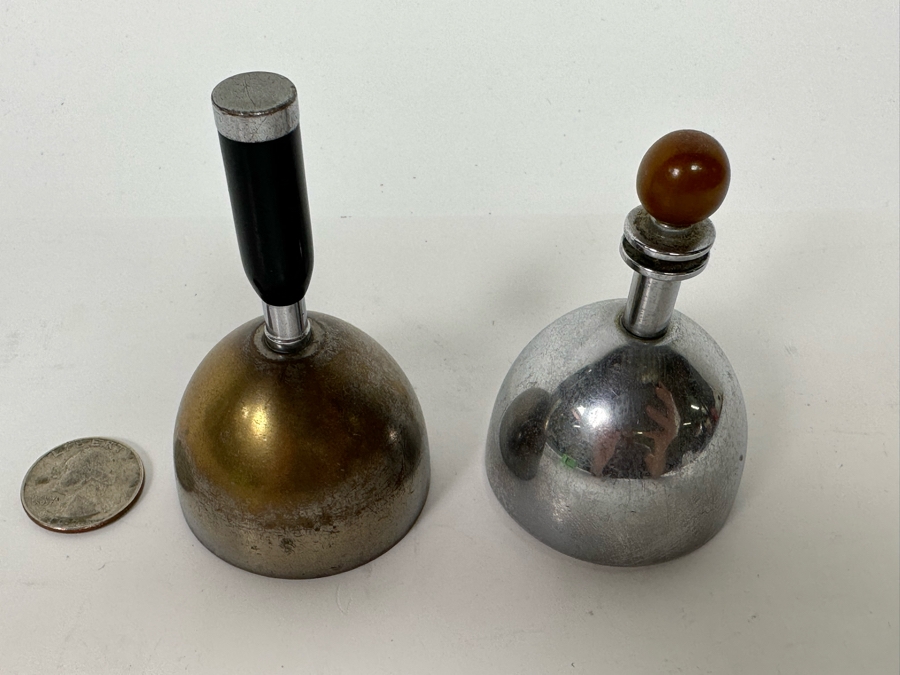 Pair Of Vintage Art Deco Handle Hand Bells Dinner Table Bells By Chase [Photo 4]