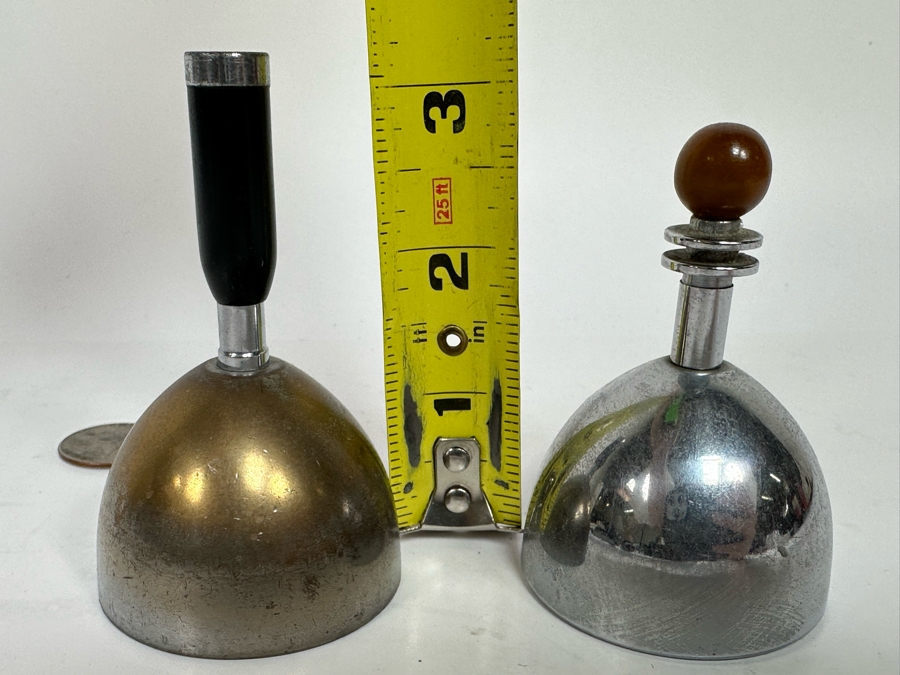 Pair Of Vintage Art Deco Handle Hand Bells Dinner Table Bells By Chase [Photo 6]