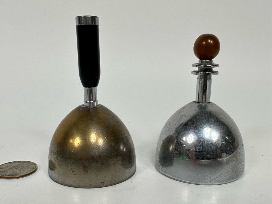 Pair Of Vintage Art Deco Handle Hand Bells Dinner Table Bells By Chase [Photo 3]