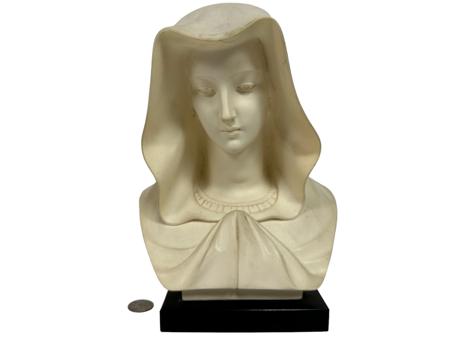 Vintage Virgin Mary Resin Arnoldo Giannelli Bust Sculpture Signed A. Giannelli 8W X 6D X 11H