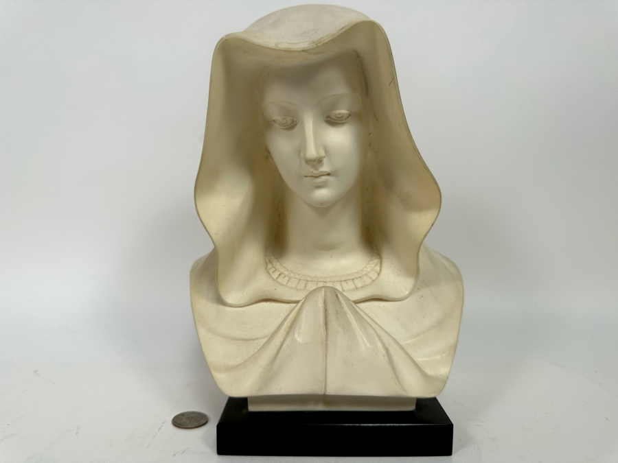 Vintage Virgin Mary Resin Arnoldo Giannelli Bust Sculpture Signed A. Giannelli 8W X 6D X 11H [Photo 3]