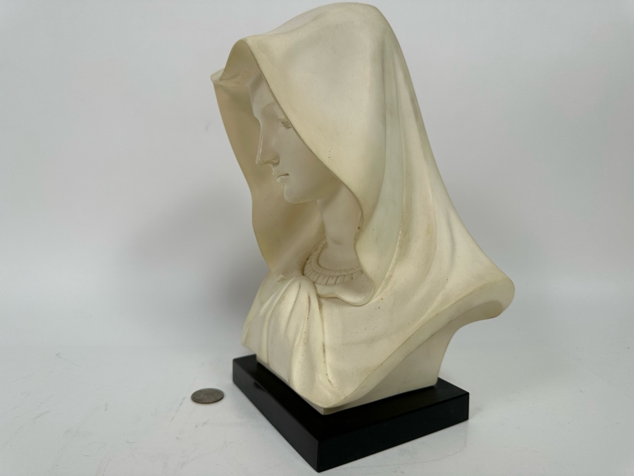 Vintage Virgin Mary Resin Arnoldo Giannelli Bust Sculpture Signed A. Giannelli 8W X 6D X 11H [Photo 8]