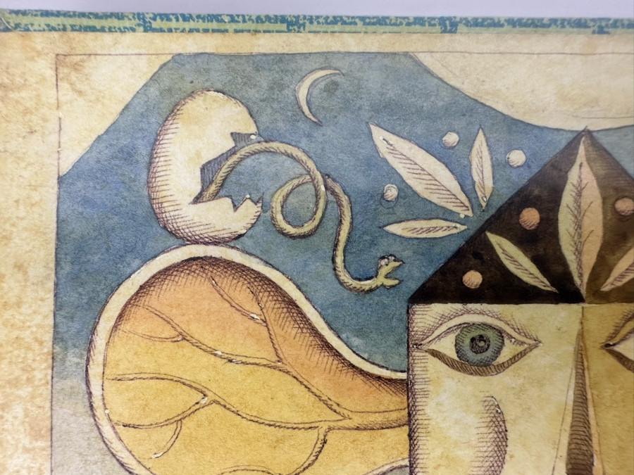 Original Arwork On Cigar Box Top 8 X 5 Double Glass Framed 13 X 10 Signed On Back Ronki [Photo 6]