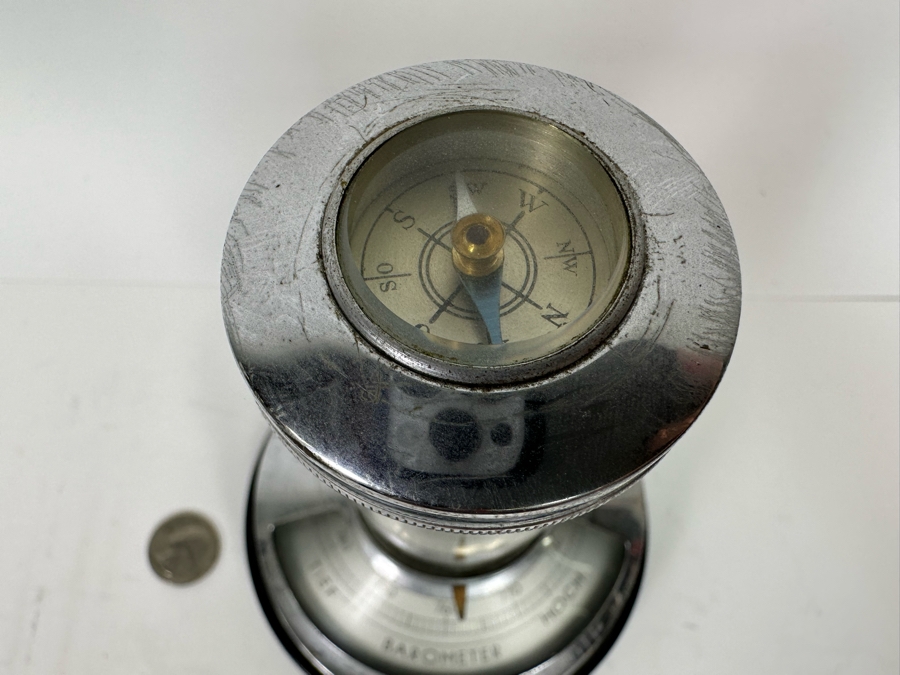 Vintage Art Deco German Lufft Wetter-Saule Weater Station With Barometer, Thermometer, Compass And Hygrometer 4.5W X 7H [Photo 8]