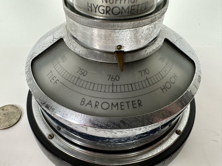 Vintage Art Deco German Lufft Wetter-Saule Weater Station With Barometer, Thermometer, Compass And Hygrometer 4.5W X 7H [Photo 4]